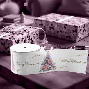 Pastellrosa Weihnachtsbäume Weihnachten  Ripsband