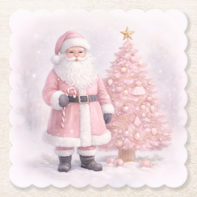 Pastellrosa Weihnachtsmann  Untersetzer (Vorderseite)