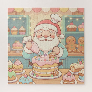 Pastellrosa Weihnachtsmanns Süßigkeitenladen-Kuche Puzzle
