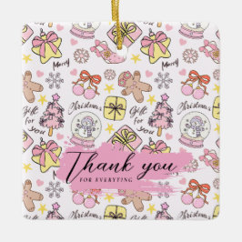 Pastellrosa Weihnachtsmuster mit individuellem Tex Keramikornament