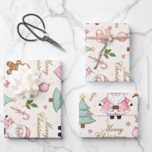 Pastellrosa Weihnachtszauber Geschenkpapier Set
