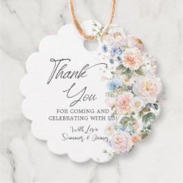 Pastellrosa Weiß Blau Blumen Hochzeits-Babyshower Geschenkanhänger