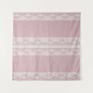 Pastellrosa, weiße Spitzentextur Wandteppich