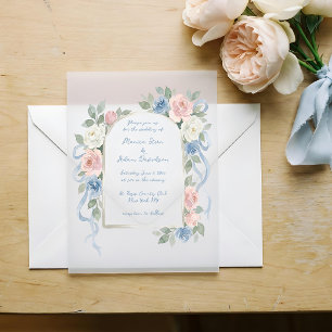 Pastellrosa, weiße und blaue Rosen und Bogen mit B