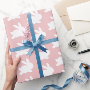 Pastellrosa Weißes Kaninchen Ostermuster Geschenk Geschenkpapier