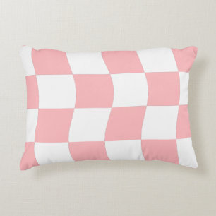 Pastellrosa, weißes Karton-Muster Dekokissen