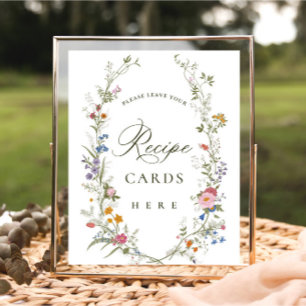 Pastellrosa Wildblume Rezeptkarten Poster