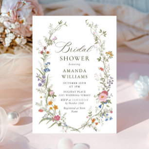 Pastellrosa Wildblumen Brautparty Einladung