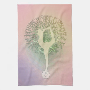 Pastellrosa-Yoga-Baum Handtuch