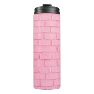 Pastellrosa Ziegel Hintergrund Wand Textur. rosa r Thermosbecher