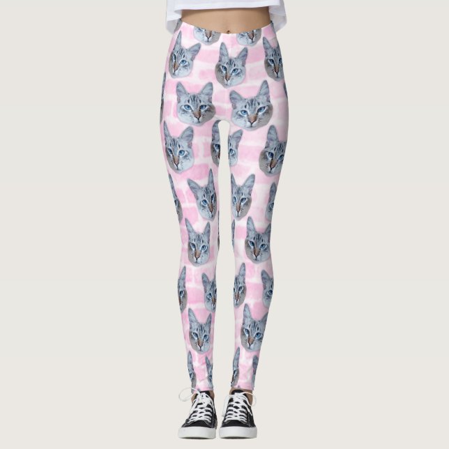 Pastellrosatito-Katze Leggings (Vorderseite)