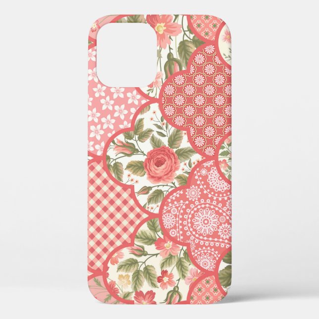 Pastellrosen Blumen-Patchwork-Muster Case-Mate iPhone Hülle (Rückseite)