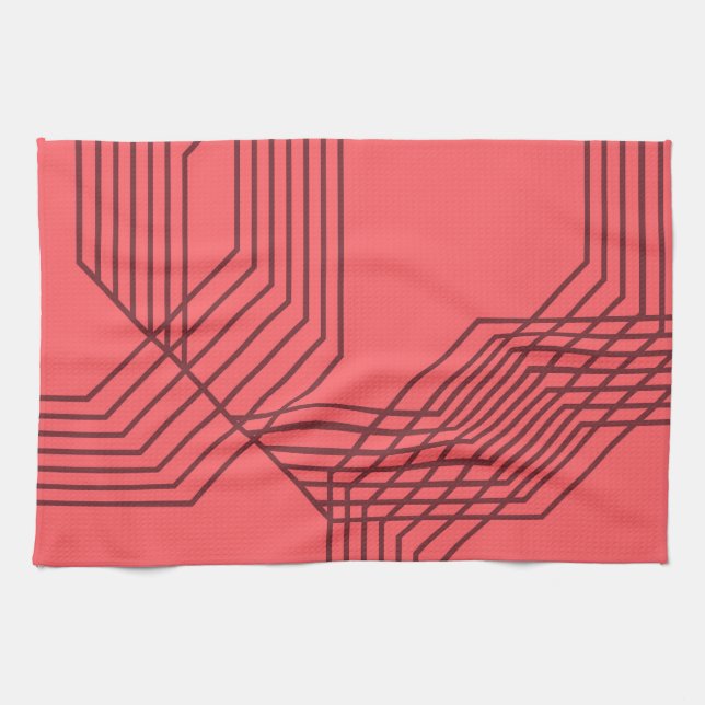 Pastellrot, einfach, modern, geometrisch geschirrtuch (Horizontal)
