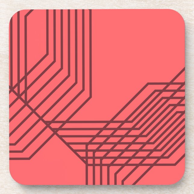Pastellrot, einfach, modern, geometrisch getränkeuntersetzer (Vorderseite)