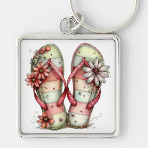 PASTELLROTE UND GRÜNE SOMMERFLIPP FLOPS SCHLÜSSELANHÄNGER
