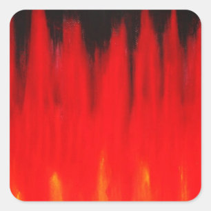 Pastellrotes Feuer Flammen (Natürlicher Symbolismu Quadratischer Aufkleber