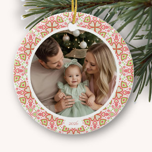 Pastellrundes Keramik-Foto-Weihnachtsornament Keramik Ornament