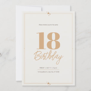 Pastellsand beige elegant 18's Geburtstag Einladung