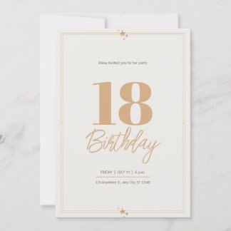 Pastellsand beige elegant 18's Geburtstag Einladung