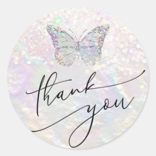 Pastellschmetterling Dank klassischer Rundaufklebe Runder Aufkleber