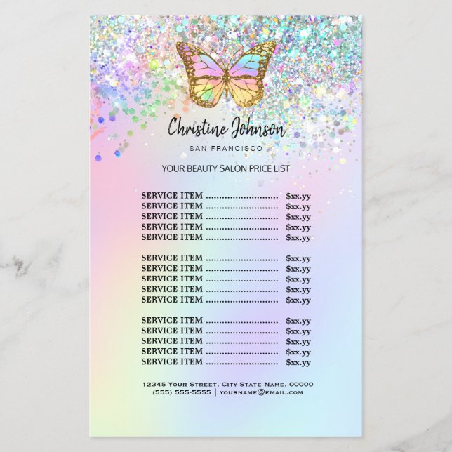 Pastellschmetterling Schönheitssalon Flyer (Vorne)