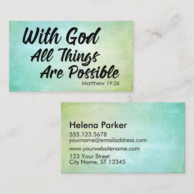 PastellSchmutz-Matthew-19:26 Schrift, die Karte (Vorne/Hinten)