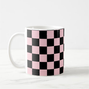 Pastellschwarz-rosa Karo Prüfplatinenmuster Kaffeetasse