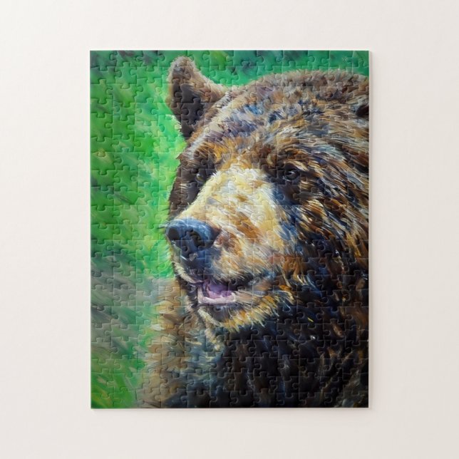 Pastellschwarzer Bär Portrait Puzzle (Vertikal)