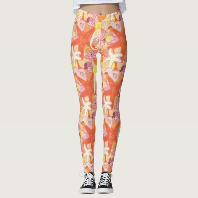 Pastellseegeschöpf-Muster Leggings (Vorderseite)