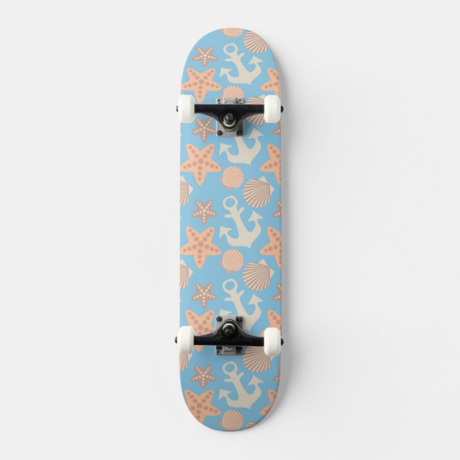 Pastellseemuster Skateboard (Vorderseite)