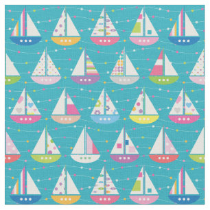 PastellSegelboot-Muster Stoff
