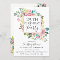 Pastellsommer-Blumengeburtstags-Party Einladung