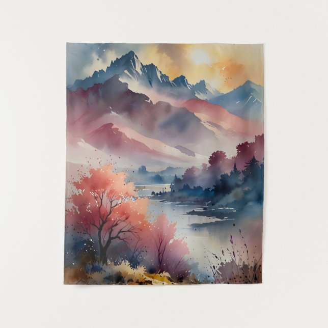 Pastellspitzen und ruhige Gewässer Wandteppich (Vorderseite)