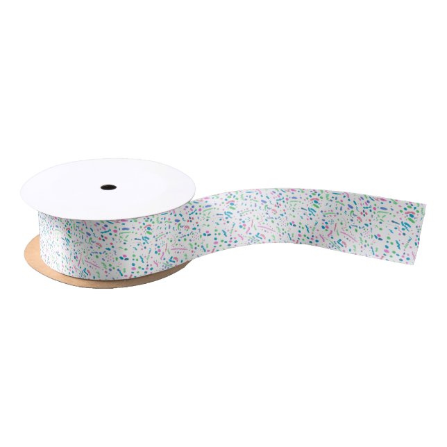 PastellSpritzerconfetti-Druck Satinband (Spule)