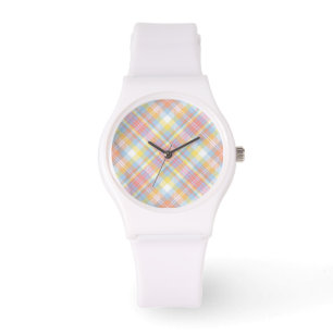 Pastellstreifen kariert armbanduhr