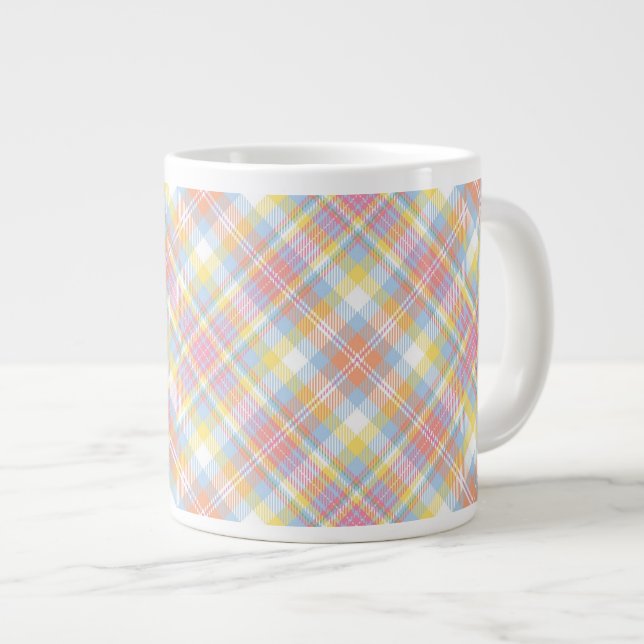 Pastellstreifen kariert Jumbo-Tasse (Vorderseite Rechts)