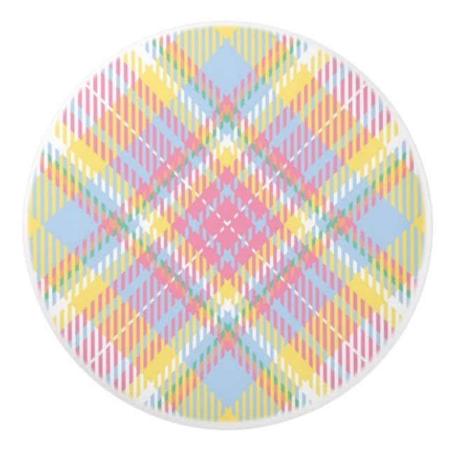 Pastellstreifen kariert keramikknauf (Vorderseite)