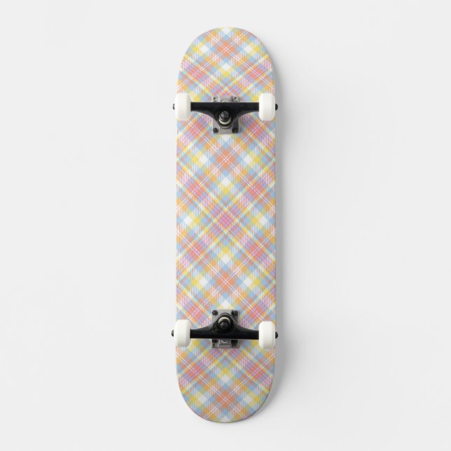 Pastellstreifen kariert skateboard (Vorderseite)