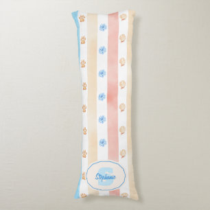 Pastellstreifen - Paw-Prints, blaue Blume, rosa Bo Seitenschläferkissen
