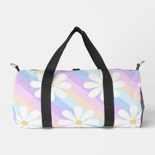 Pastellstreifen und Blume Duffle Bag (Vorderseite)