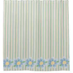 Pastellstreifen und Blume Duschvorhang