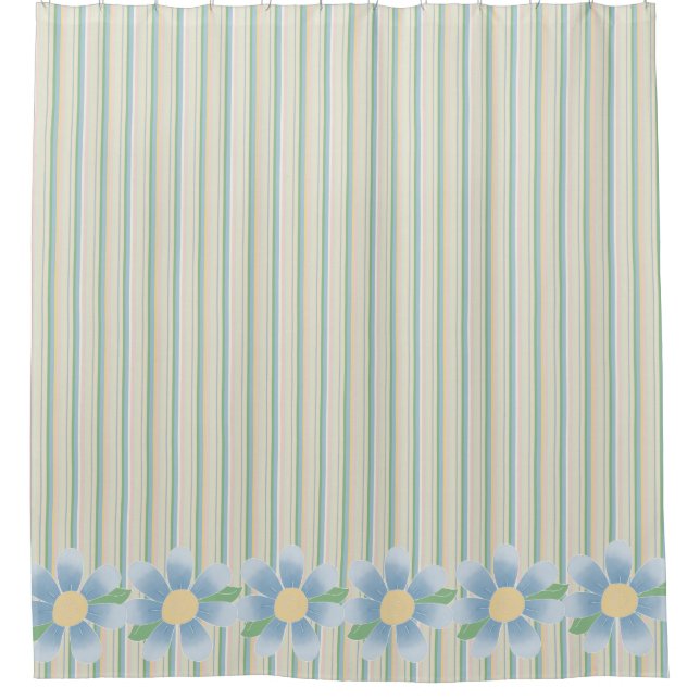 Pastellstreifen und Blume Duschvorhang (Vorderseite)