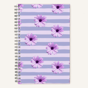 Pastellstreifenmuster mit Gänseblümchen Notizbuch