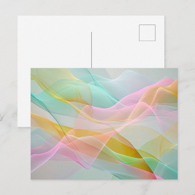 Pastellsymphonie aus schwebenden, dünnen Bändern Postkarte (Vorne/Hinten)