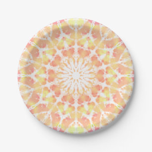 Pastelltiedye Effekt boho stylish gelb orange Pappteller