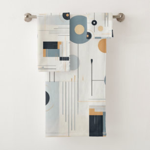Pastelltöne retrogeometrisches Muster Badhandtuch Set