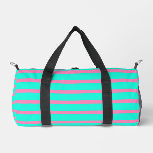 Pastelltürkis, blau-grün und rosa Streifen Duffle Bag