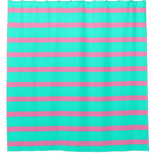 Pastelltürkis, blau-grün und rosa Streifen Duschvorhang