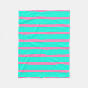 Pastelltürkis, blau-grün und rosa Streifen Fleecedecke