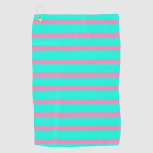 Pastelltürkis, blau-grün und rosa Streifen Golfhandtuch